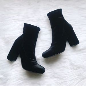 Mia Black Vickie Velvet Ankle Boots 